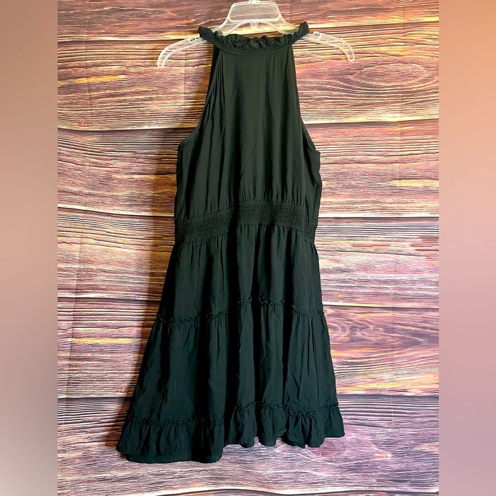 Merokeety Black Sleeveless Dress with Ruffles. Size Large.